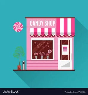 Candy shop in a pink color flat design Royalty Free Vector