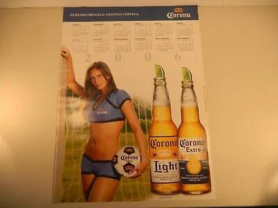 CORONA BEER POSTER NOS - Pin Up Sexy Soccer Calendar 2006 Li