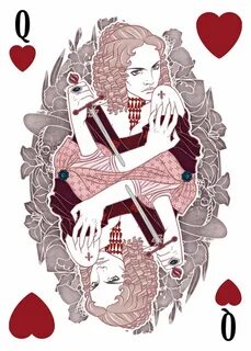 Kráľovná srdca - Tři mušketéri karinyan Playing cards art, P