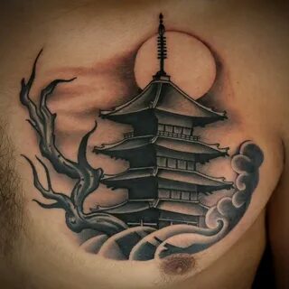 Japanese Temple Tattoo by Tony Medellin Temple tattoo, Tatto