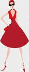 Woman Skirt Illustration, Woman in red dress transparent bac