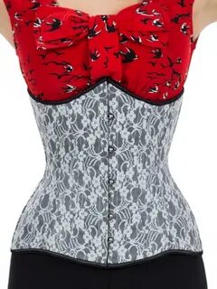 Orchard Corset Longline Contoured Corset in Black Satin w/ W