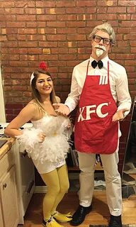 My home made chicken Halloween costume and homemade KFC Apro