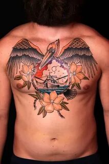 Pelican chest tattoo Tattoos, Sailor tattoos, Pelican tattoo