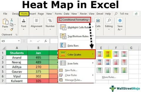 A heat map in Excel is a type of map created to show data representation in