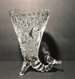 6" Crystal Cornucopia & Bird Vase Clear - Hofbauer eBay (Wit