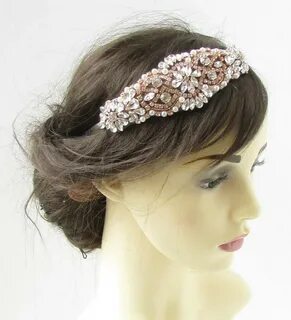 Silver & Rose Gold Headband Diamante Headpiece Flapper Brida