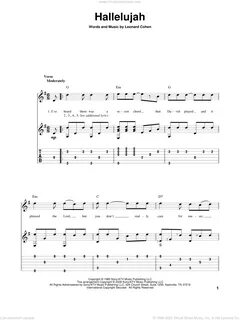 Cohen - Hallelujah sheet music (intermediate version 2) for 