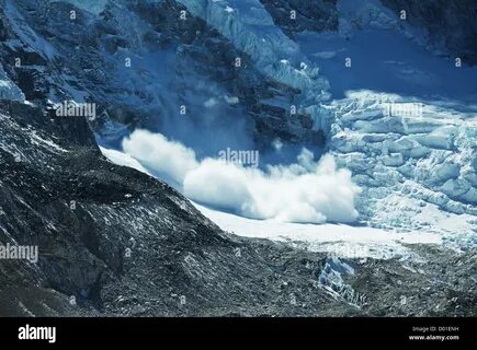 avalanche in Himalaya Stock Photo. 