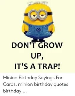 DON'T GROW UP IT'S a TRAP! Minion Birthday Sayings for Cards