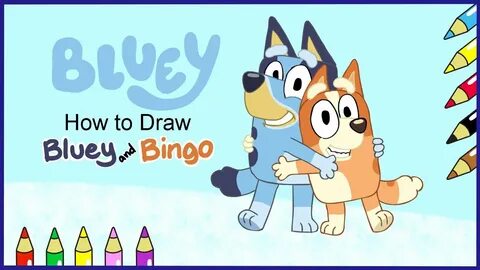How to draw Bluey and Bingo from Bluey Heeler Step by step E