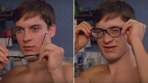 Create comics meme "Male , Peter Parker wears glasses templa