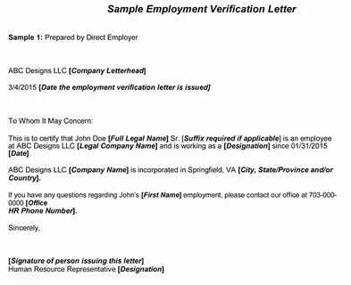 Employment Verification Letter 8 Samples to Choose From - La