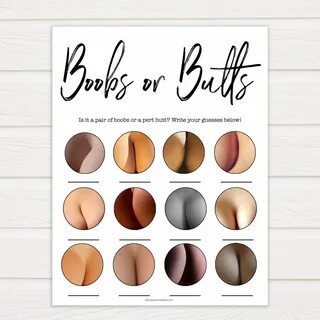White Gender Neutral Boobs or Butts Game Printable Baby Etsy