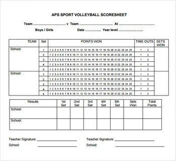 Volleyball Stat Sheet Template DocTemplates