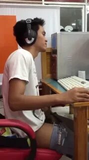 teen boy jerks off in internet café, with his friend filming