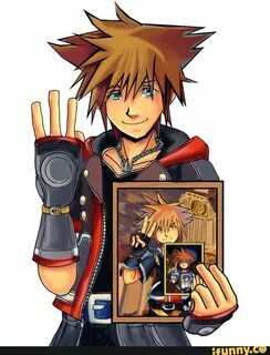 a picture of Sora with a picture of himself and so on Kingdo