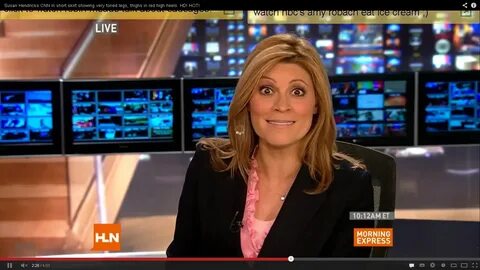 Susan Hendricks (Сьюзан Хендрикс) CNN in short skirt showing very toned leg...