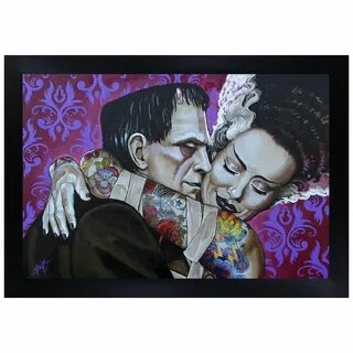 Undying Love by Mike Bell Bride of Frankenstein Framed Art P