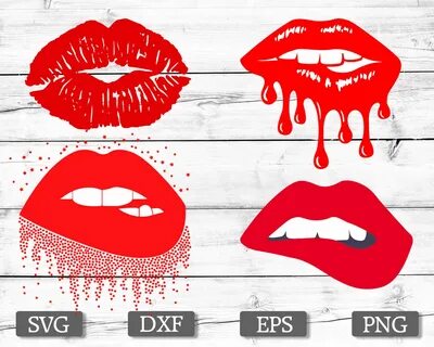 Bleeding Lips SVG Dripping Lip Svg Biting Decal Makeup Digit