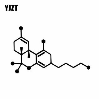 YJZT 15,1 см * 8,9 см, Виниловая наклейка с молекулой THC, г