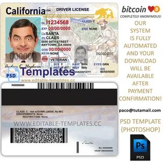 Fully editable California Driving Licence PSD Template