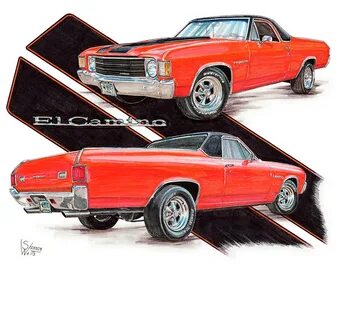 1972 Chevy El Camino Drawing by Shannon Watts Pixels