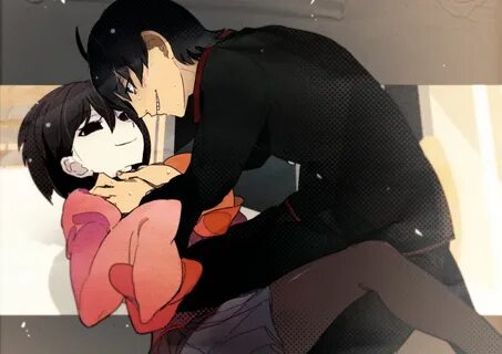 Safebooru - 1boy 1girl ahoge araragi koyomi bangs black eyes