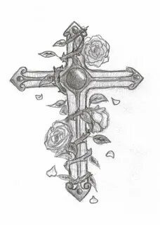 Cross With A Rose Drawing at PaintingValley.com Explore coll