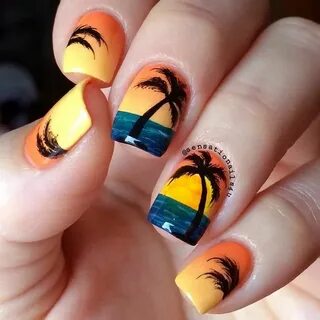 25+ Hot Nails Designs for Epic Spring Break Palm tree nails,