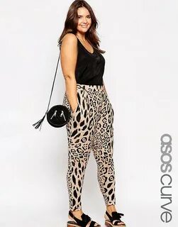 ASOS Curve ASOS CURVE Peg Trousers in Leopard Print