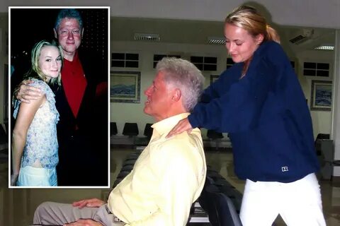 Creepy moment Bill Clinton gets massage from Epstein 'sex sl