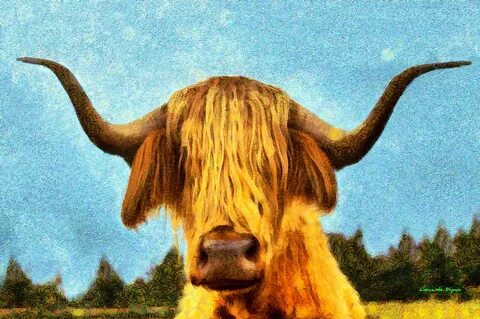 Hippie Cow - DA Digital Art by Leonardo Digenio Fine Art Ame
