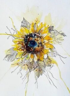 sunflower design Original painting. unique ready to frame su