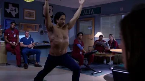 Adam Rodriguez shirtless in The Night Shift 2-02 "Fog Of War" .