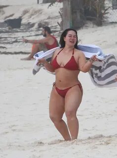 CHIQUIS RIVERA in a Red Bikini at a Beach in Tulum 01/22/202