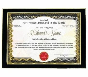 Personalized Award Certificate For Worlds Best Husband With 