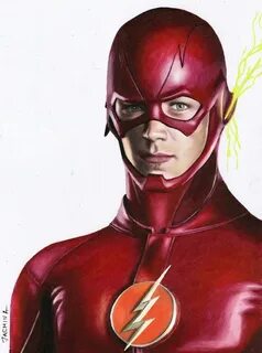 The Flash Face Drawing - The Flash Barry Allen by Lord Mesa-