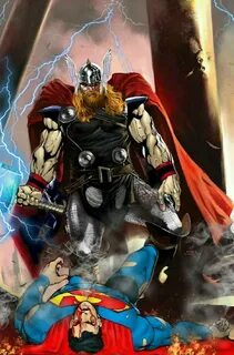 Thor vs Superman Marvel characters art, Thor vs superman, Th