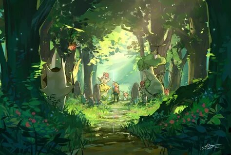 Legend of Zelda Breath of the Wild art Link in Korok Forest 