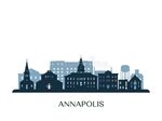 Annapolis Skyline, Monochrome Silhouette. Stock Vector - Ill