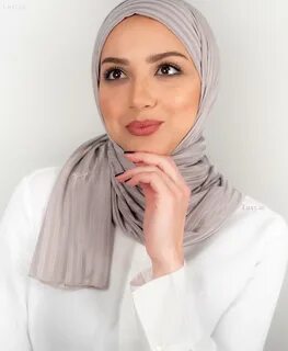LUXY HIJAB Striped Modal Jersey Hijab in Light Gray