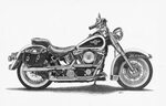 Harley Davidson Softail Classic Motorcycle Art Print Picture