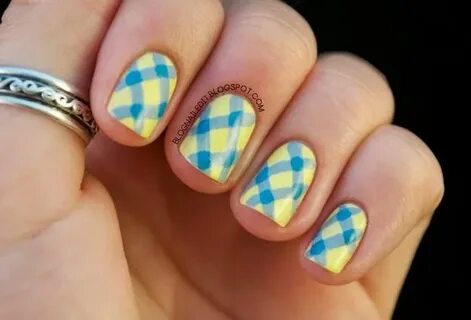 Blue and yellow nail designs Nails Yellow nails design, Plai