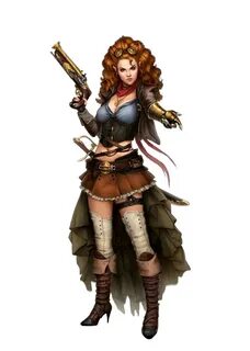 Female Half-Elf Gunslinger - Pathfinder PFRPG DND D&D d20 fa