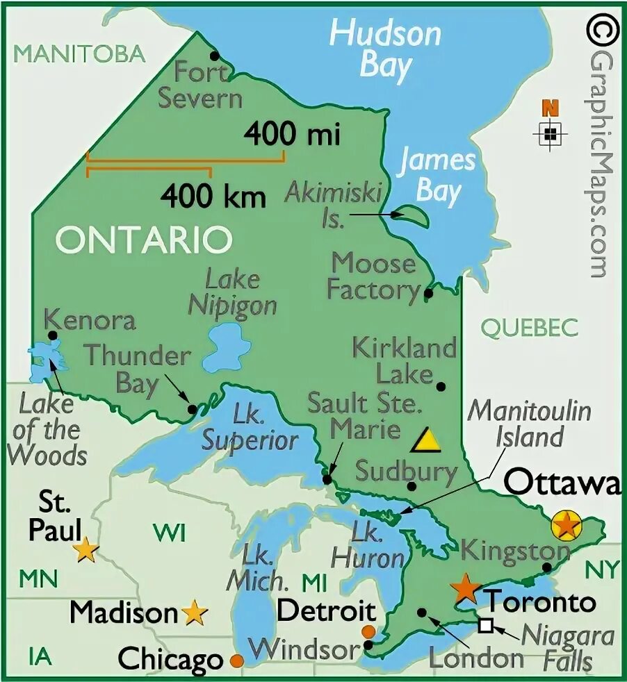 Карта Онтарио - Planetolog.ru