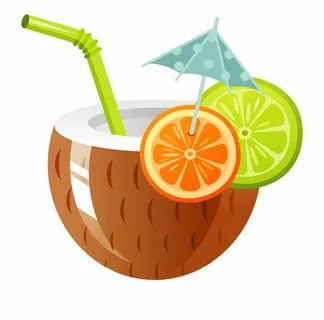 Tropical Clipart Transparent - Coconut Drink Clipart Transpa