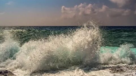 море, небе, облачен, бяла пяна, маса за хайвер, брезентова ч