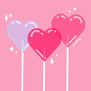 Kawaii Valentine's Day Heart Lollipop Design by cbestdesigns