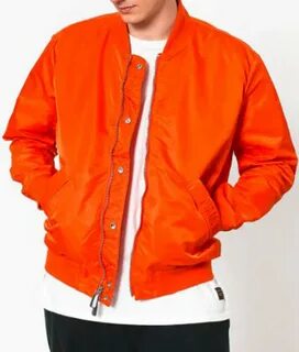 Men's Panelled Orange Bomber Jacket - Jackets Creator